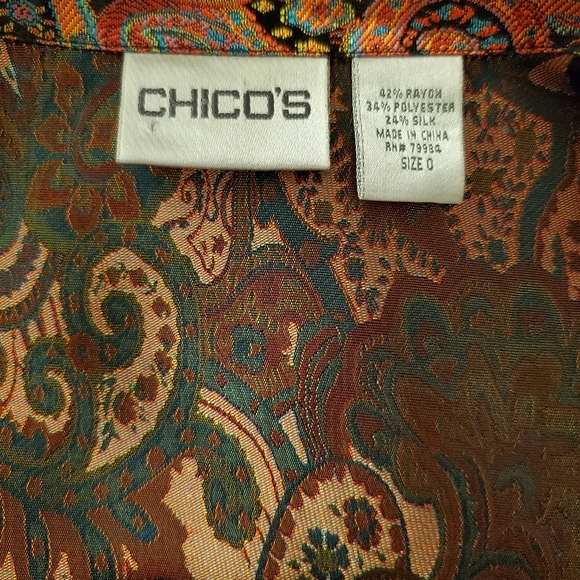 Chico's Copper/Rust Paisley Long Sleeve Shirt/Jacket - Picture 10 of 13